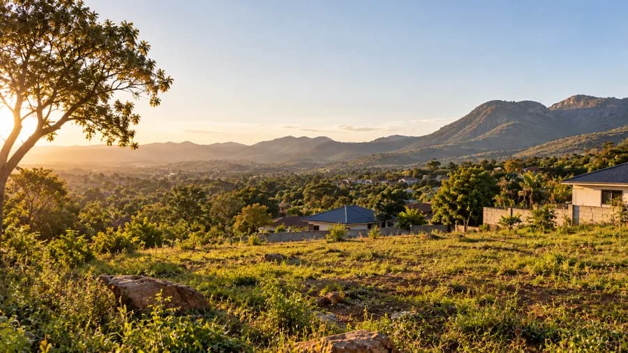 Illustrative landscape of a hillside residential plot